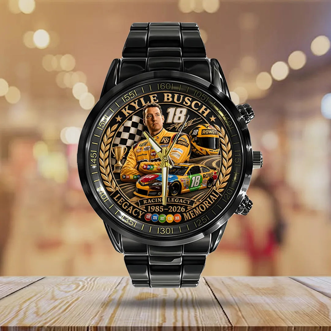 Kyle Busch Black Stainless Steel Watch – TANTN23160