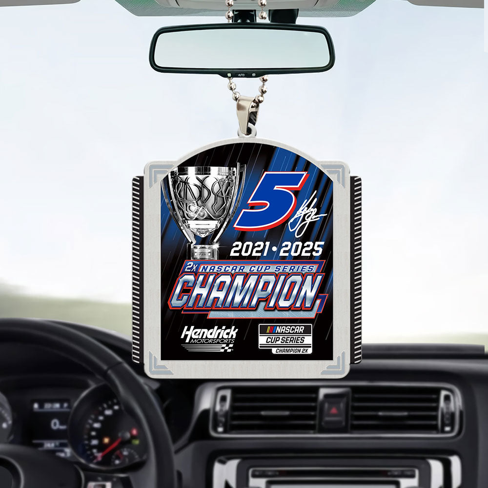 Kyle Larson 2025 NASCAR Cup Series Champion Custom shape 2-sided Acrylic Car Ornament – TANTN18106