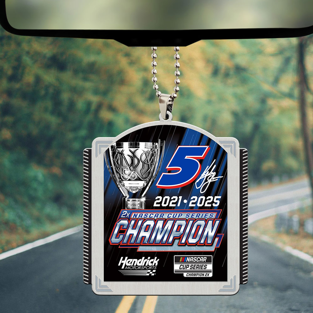 Kyle Larson 2025 NASCAR Cup Series Champion Custom shape 2-sided Acrylic Car Ornament – TANTN18106