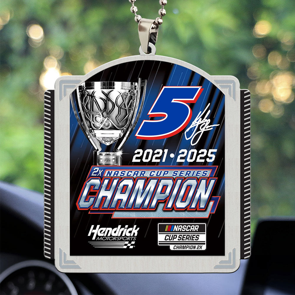 Kyle Larson 2025 NASCAR Cup Series Champion Custom shape 2-sided Acrylic Car Ornament – TANTN18106