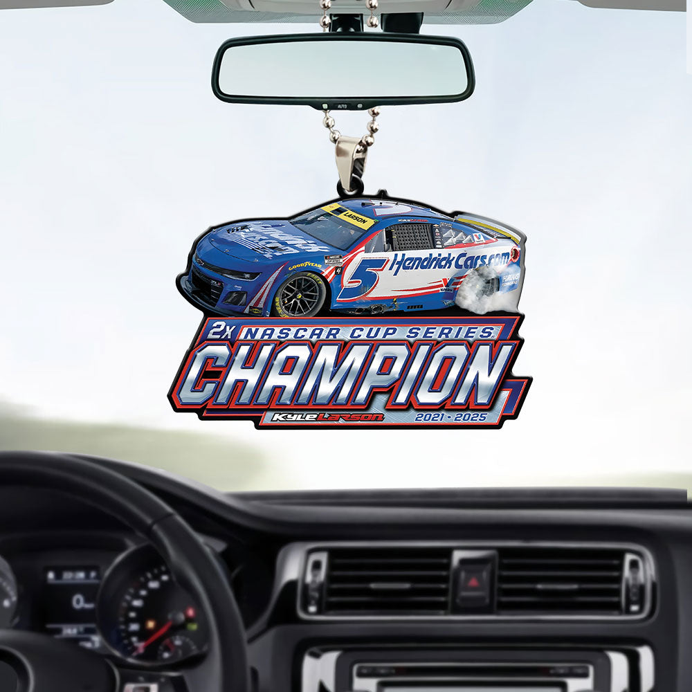 Kyle Larson 2025 NASCAR Cup Series Champion Custom shape 2-sided Acrylic Car Ornament – TANTN18108