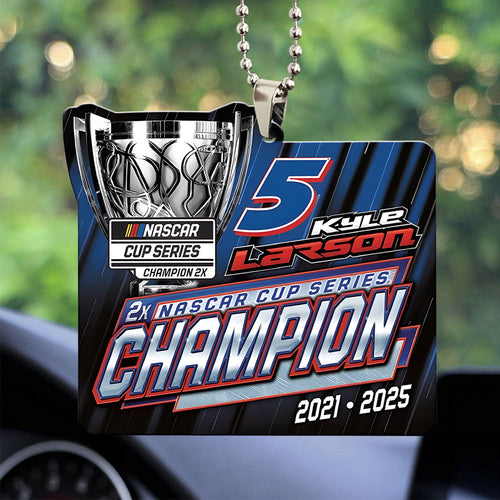 Kyle Larson 2025 NASCAR Cup Series Champion Custom shape 2-sided Acrylic Car Ornament – TANTN18110