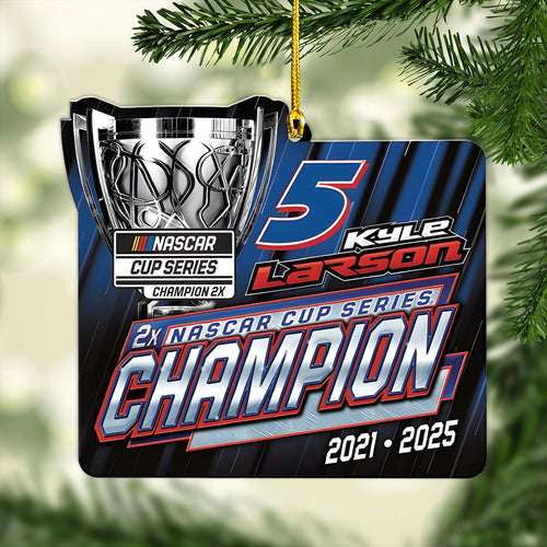 Kyle Larson 2025 NASCAR Cup Series Champion Custom Shape 2-sided Acrylic Ornament – TANTN18111