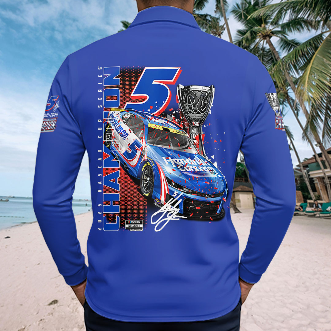Kyle Larson 2025 NASCAR Cup Series Champion Zip Polo Shirt – HOATT14874