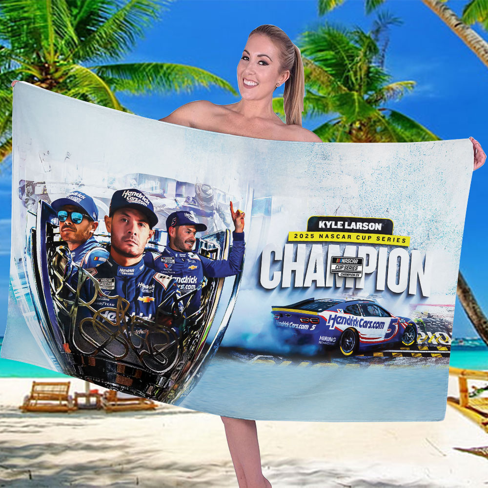 Kyle Larson 2025 NASCAR Cup Series Champions Rectangle Beach Towel – TMTHU1880