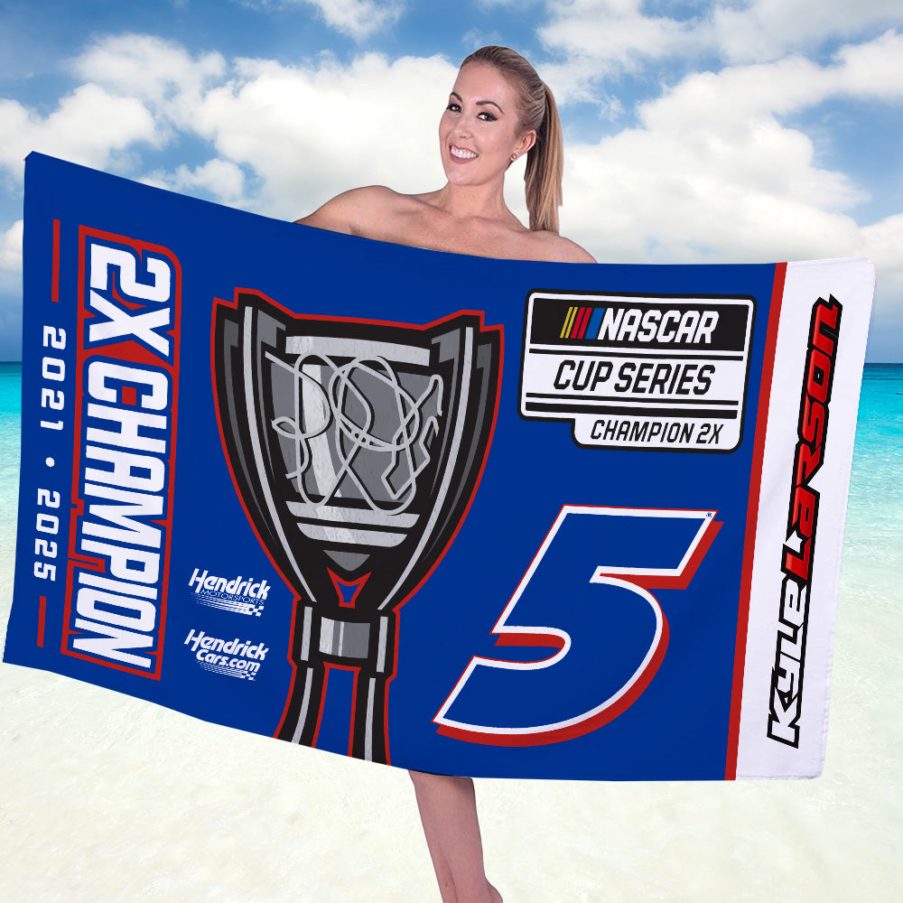 Kyle Larson 2025 NASCAR Cup Series Champion Rectangle Beach Towel – TANTN18085