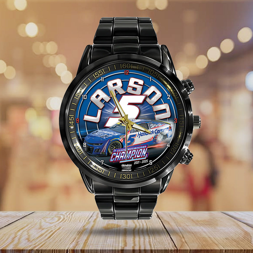 Kyle Larson 2025 NASCAR Cup Series Champion Black Stainless Steel Watch – TANTN18549