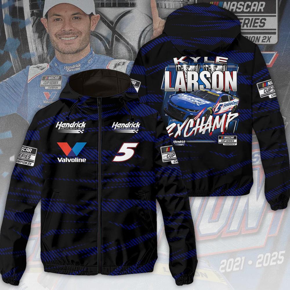 Kyle Larson 2025 NASCAR Cup Series Champions 3D Windbreaker Jacket – TMTHU2433