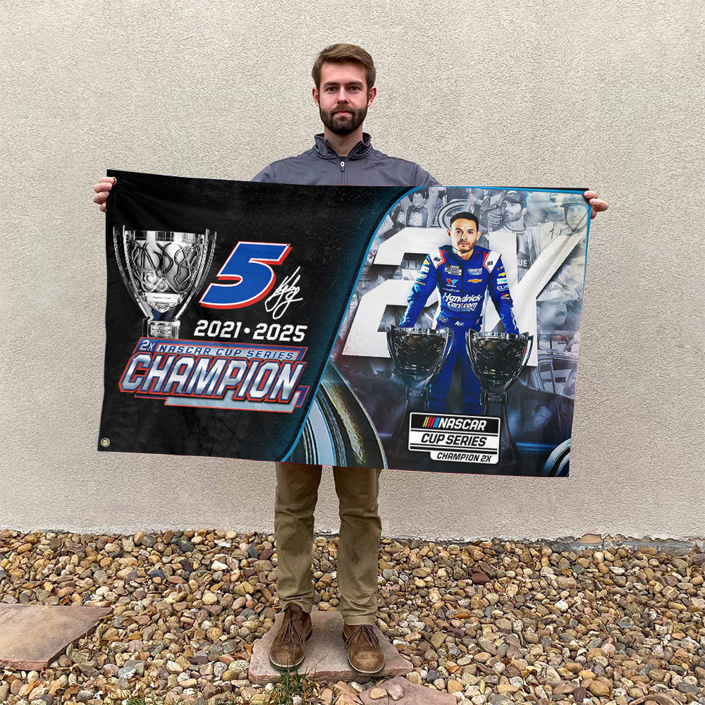 Kyle Larson Nascar Cup Series Champion 3D Double-side House Flag – TMTHU1974