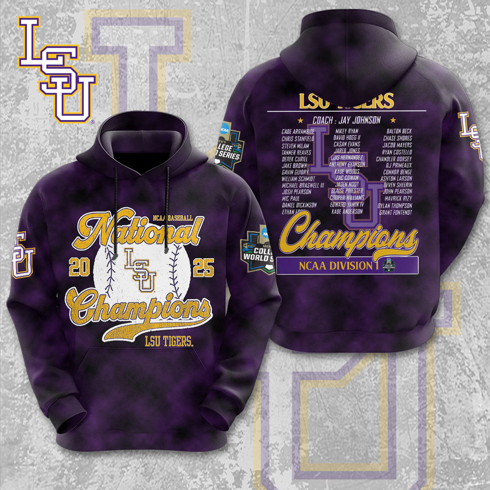LSU Tigers Baseball 2025 National Champions 3D Apparel – MAITM 11843
