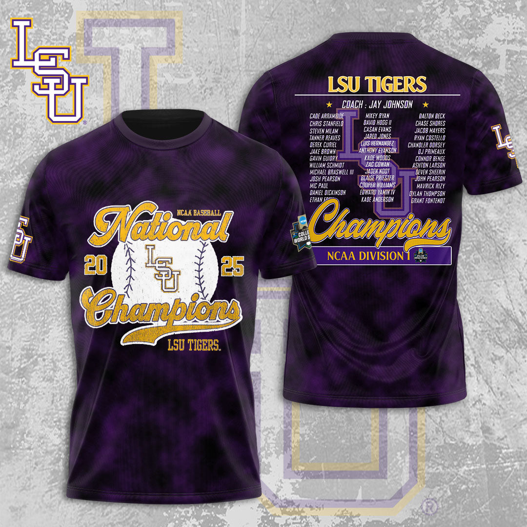 LSU Tigers Baseball 2025 National Champions 3D Apparel – MAITM 11843