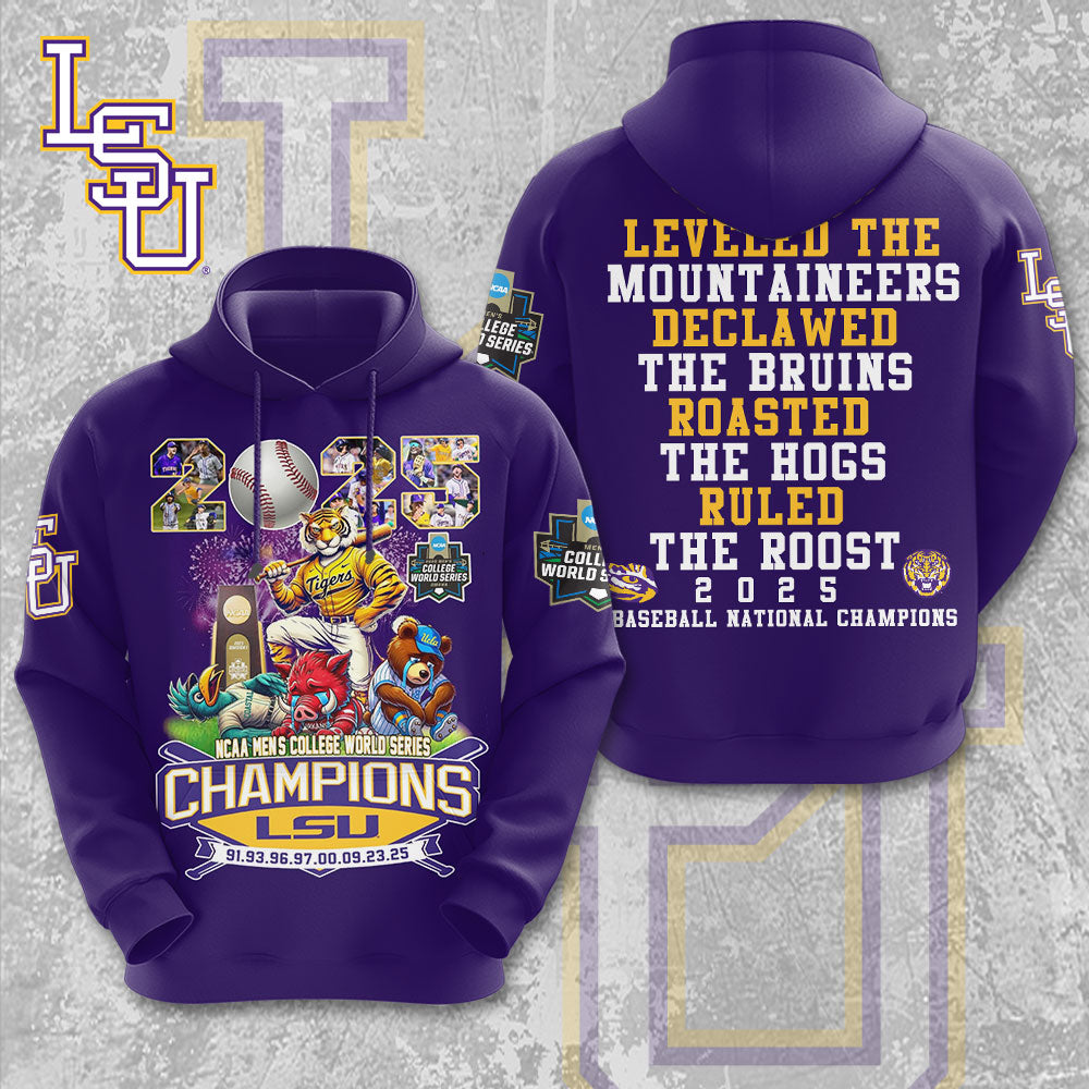 LSU Tigers Baseball 2025 National Champions 3D Apparel – MAITM 11972