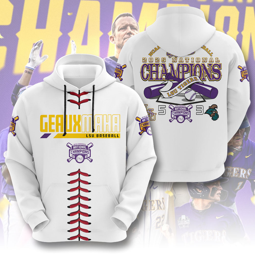 LSU Tigers Baseball 2025 National Champions 3D Apparel – GNE 3842