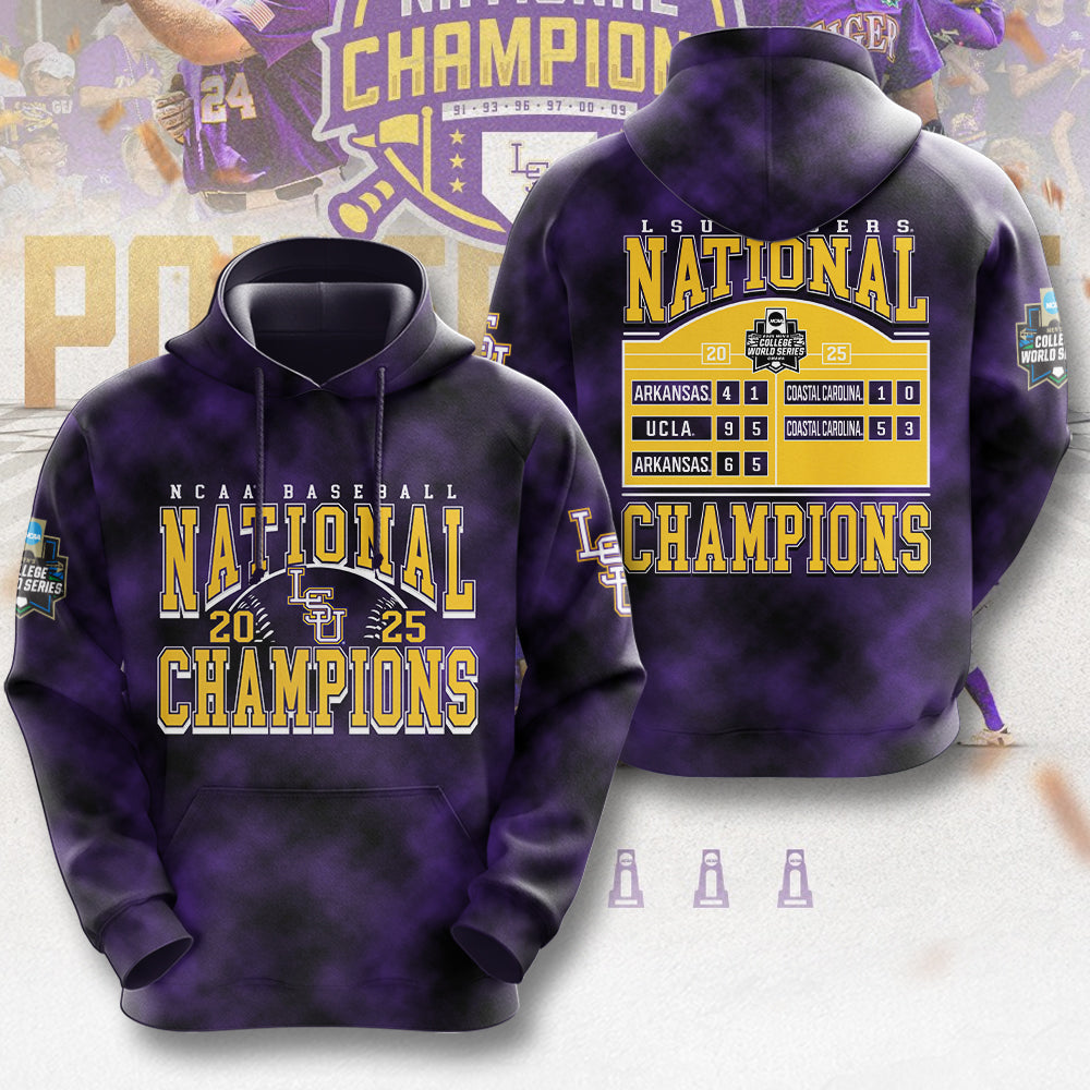 LSU Tigers Baseball 2025 National Champions 3D Apparel – MAITM 11741