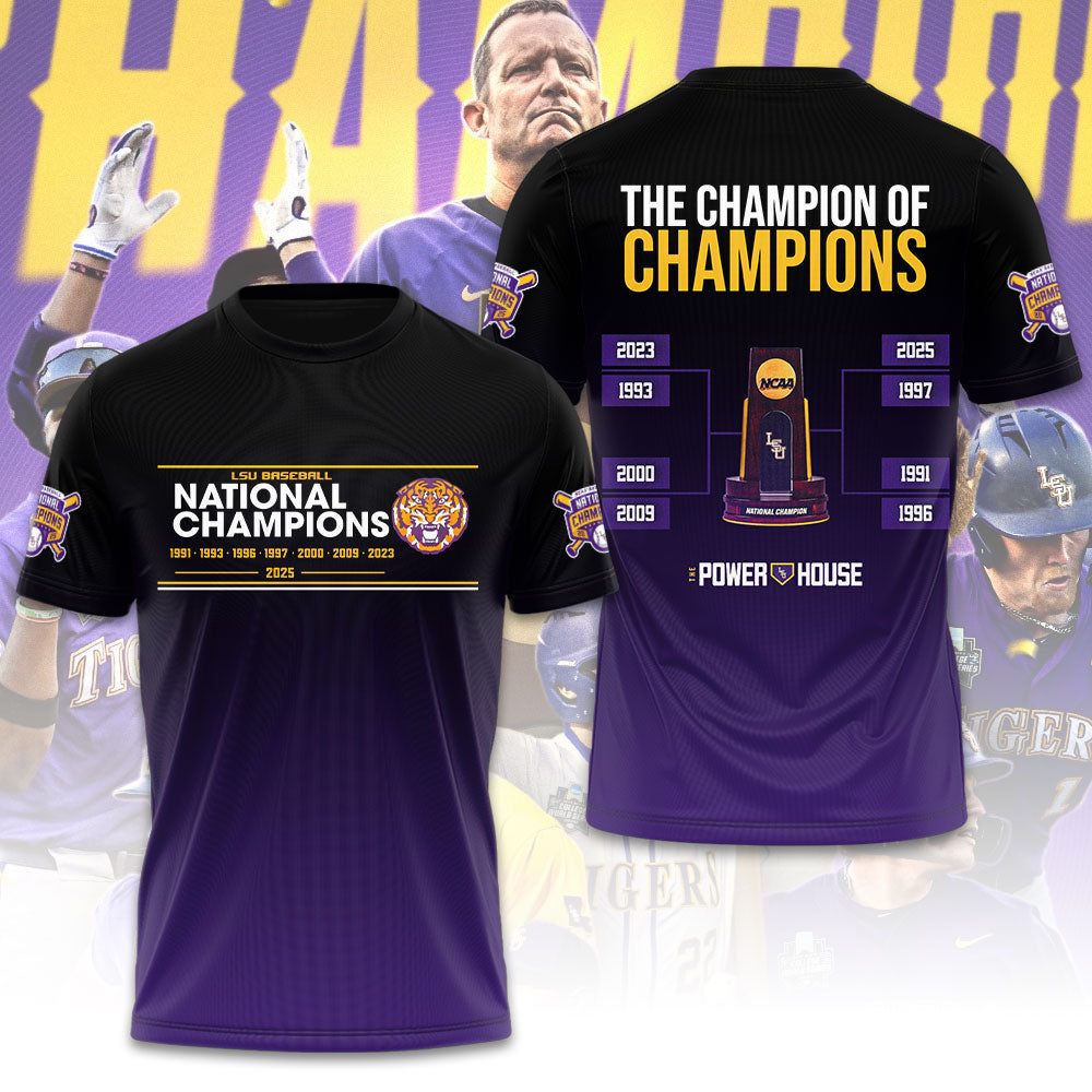 LSU Tigers Baseball 2025 National Champions 3D Apparel – GNE 3891