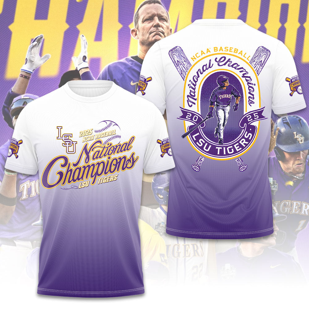 LSU Tigers Baseball 2025 National Champions 3D Apparel – GNE 3910