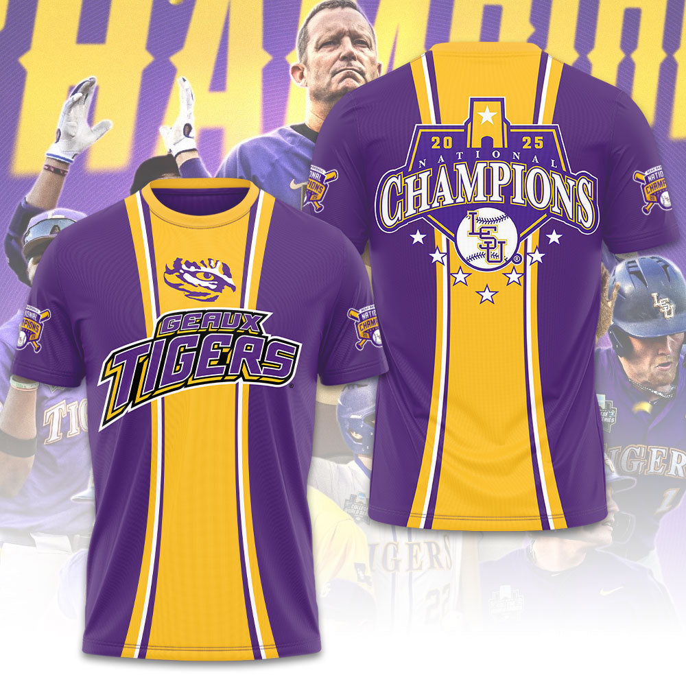 LSU Tigers Baseball 2025 National Champions 3D Apparel – GNE 3932