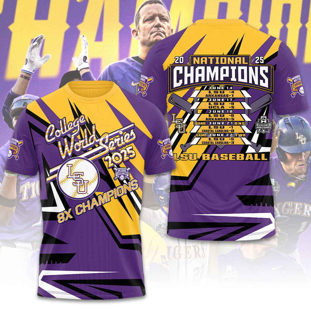 LSU Tigers Baseball 2025 National Champions 3D Apparel – GNE 3933
