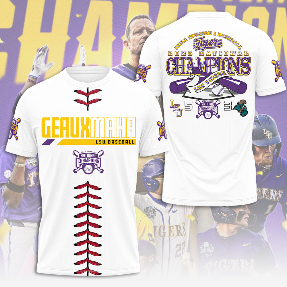 LSU Tigers Baseball 2025 National Champions 3D Apparel – GNE 3842