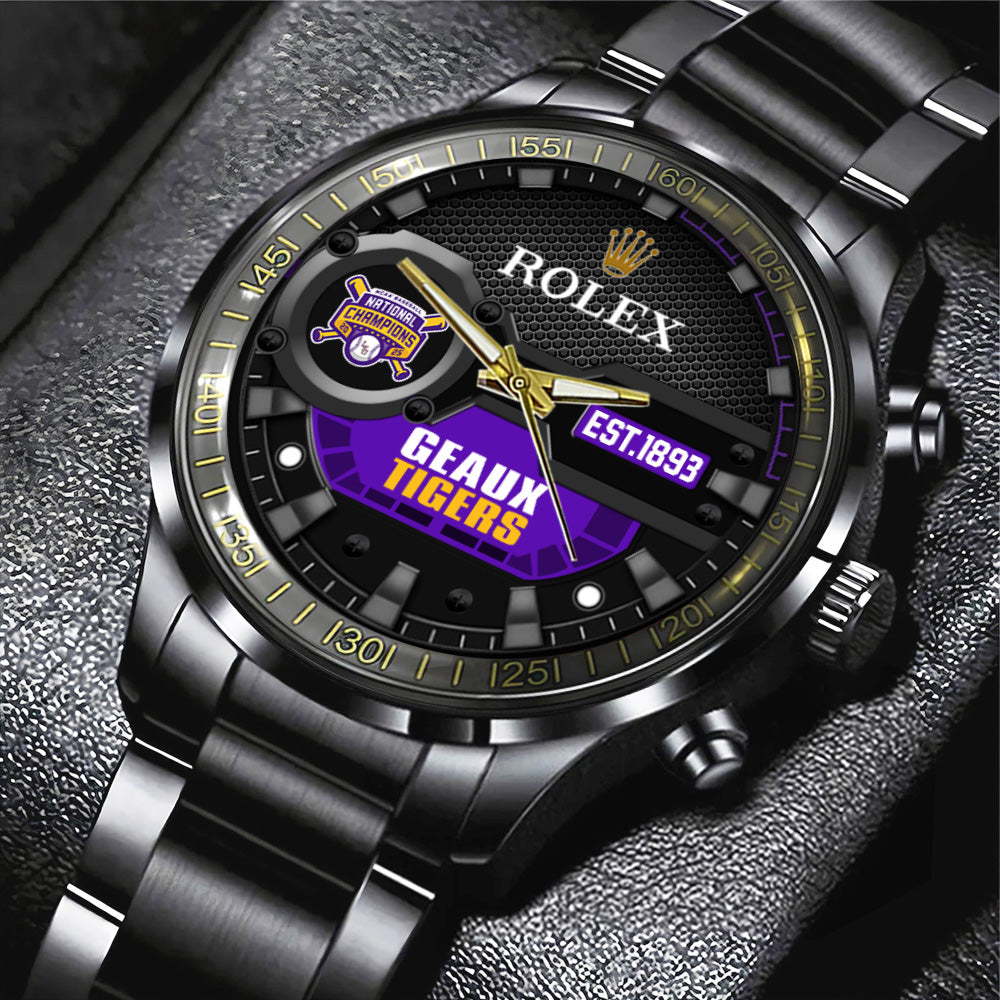 LSU Tigers Baseball 2025 National Champions x Rolex Black Stainless Steel Watch – MAITM 11899