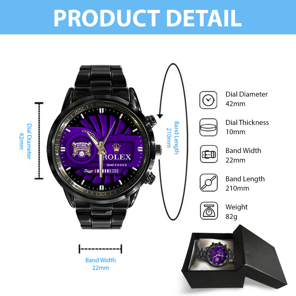 LSU Tigers Baseball 2025 National Champions x Rolex Black Stainless Steel Watch – MAITM 12012