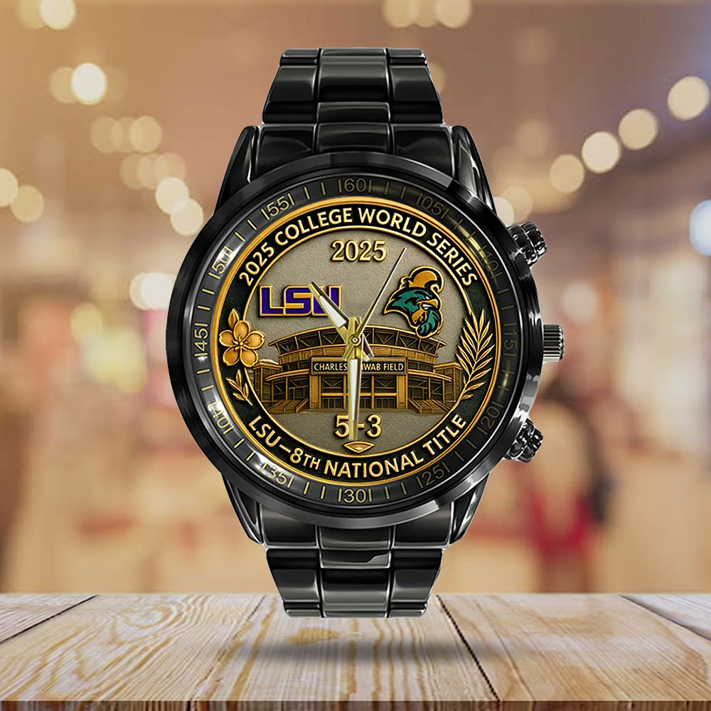 LSU Tigers Baseball 2025 National Champions Black Stainless Steel Watch – HOATT 11751