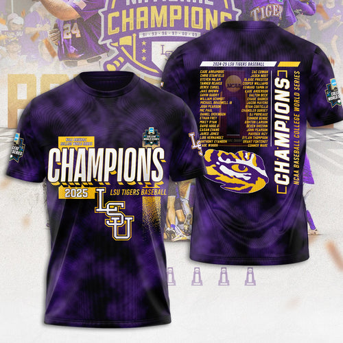 LSU Tigers Baseball 2025 National Champions 3D Apparel – MAITM 11774