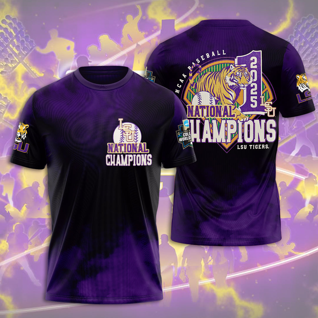 LSU Tigers Baseball 2025 National Champions 3D Apparel – HOATT 11380