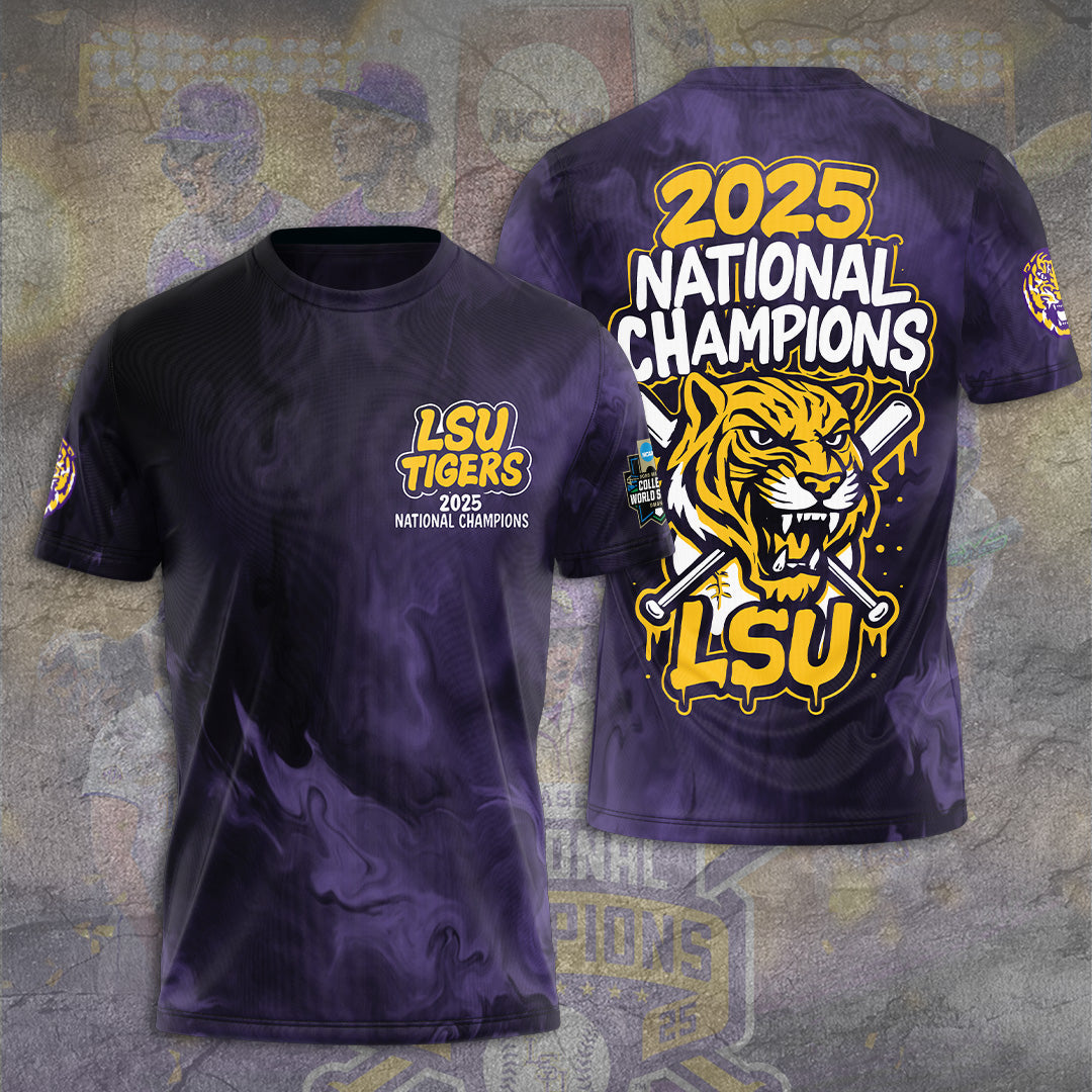 LSU Tigers Baseball 2025 National Champions 3D Apparel – TANTN 13903