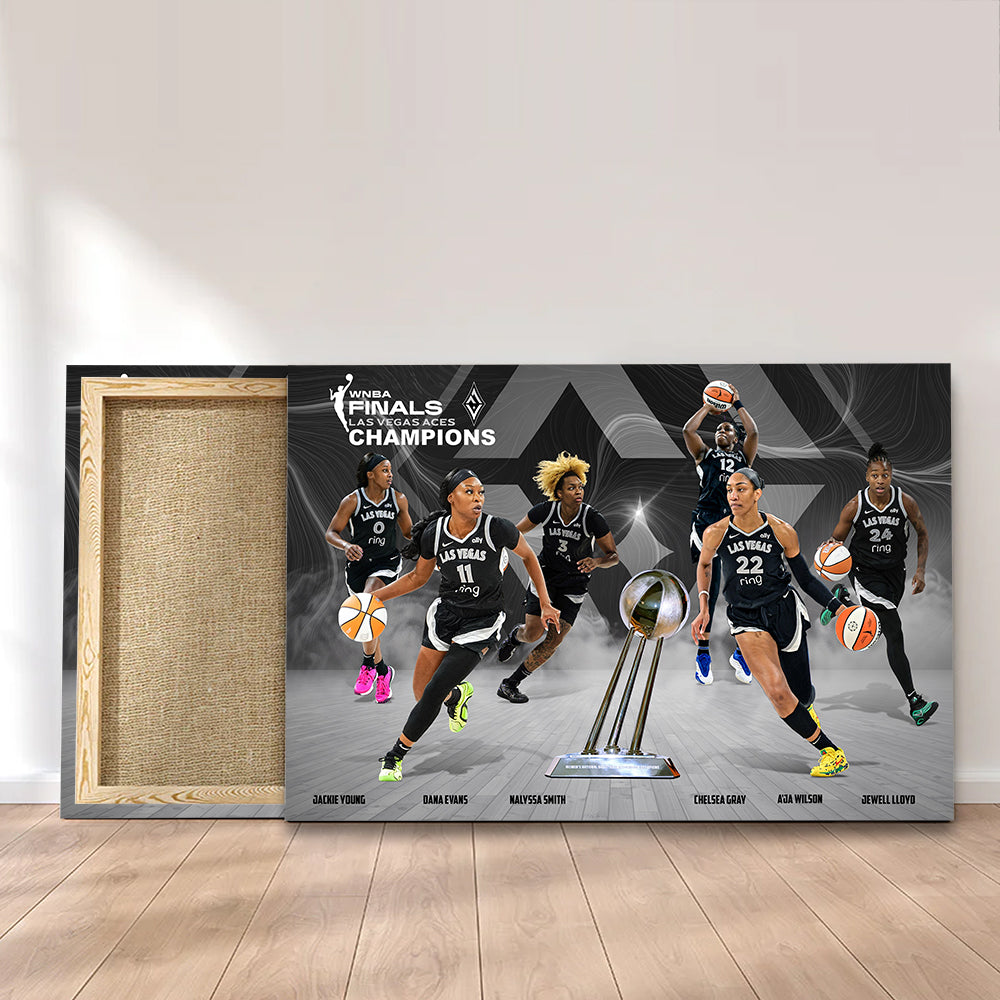 Las Vegas Aces 2025 WNBA Champions Rectangle Canvas With Inner Frame – MAITM13358