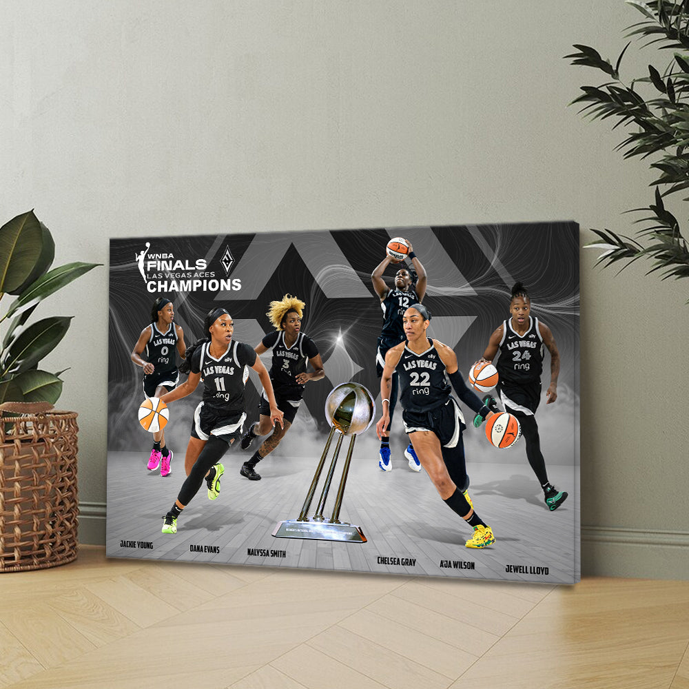 Las Vegas Aces 2025 WNBA Champions Rectangle Canvas With Inner Frame – MAITM13358