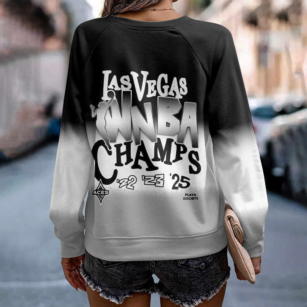 Las Vegas Aces 2025 WNBA Finals Champions Round Neck Raglan Sleeve Sweatshirt – HOATT13758