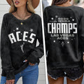 Las Vegas Aces 2025 WNBA Finals Champions Round Neck Raglan Sleeve Sweatshirt – TANTN17426