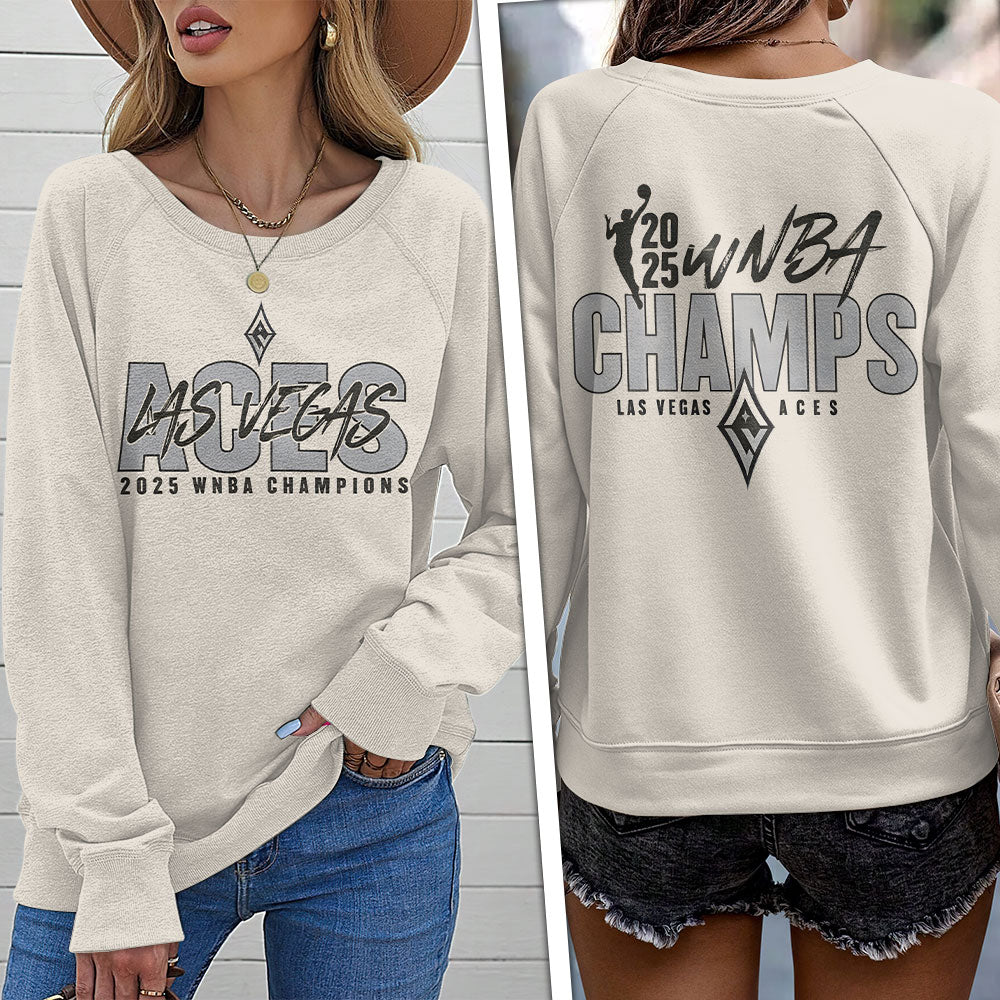 Las Vegas Aces 2025 WNBA Finals Champions Round Neck Raglan Sleeve Sweatshirt – TANTN17427