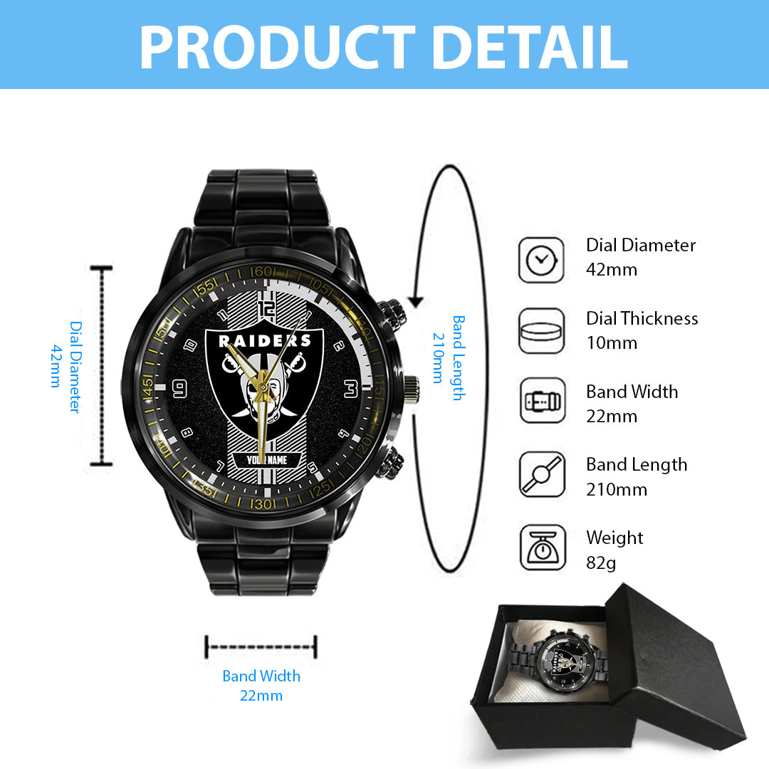 Personalized Las Vegas Raiders Black Stainless Steel Watch – TANTN16022