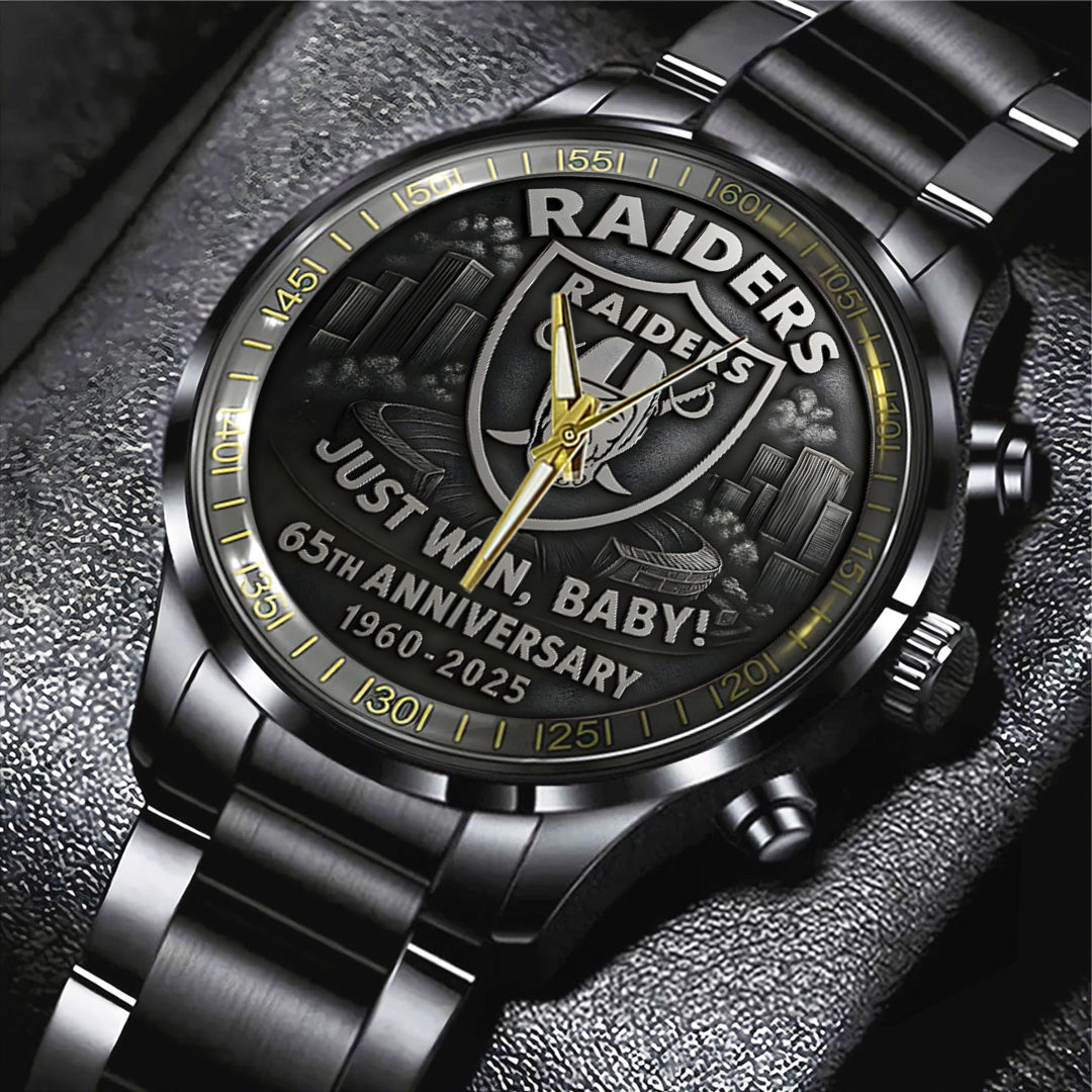 Las Vegas Raiders 65th Anniversary 2025 Black Stainless Steel Watch – TANTN16143