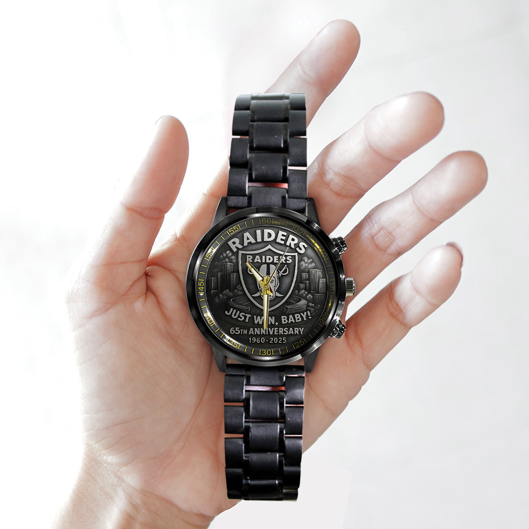 Las Vegas Raiders 65th Anniversary 2025 Black Stainless Steel Watch – TANTN16143