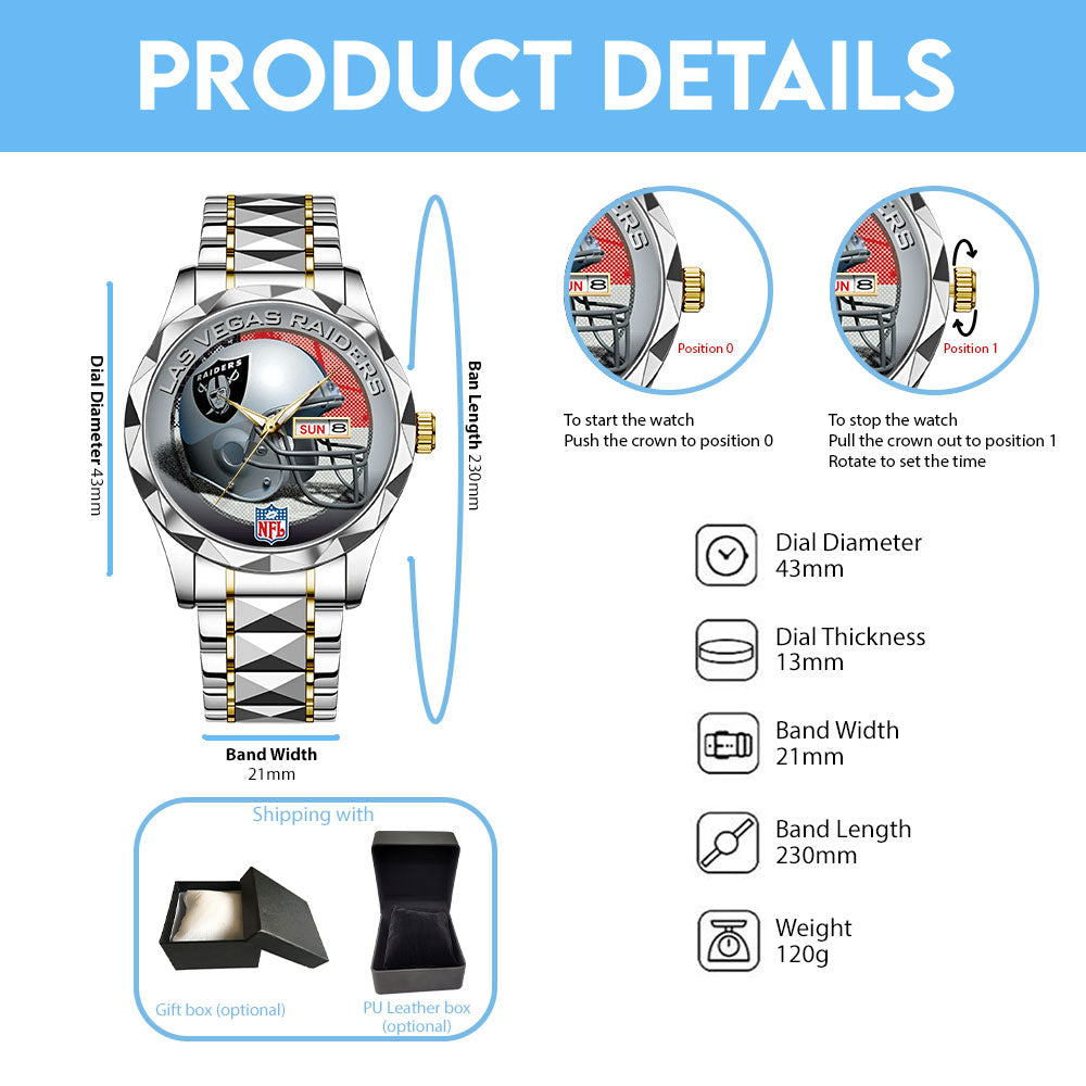 Las Vegas Raiders Alloy Luxury Quartz Watch – TANTN16329