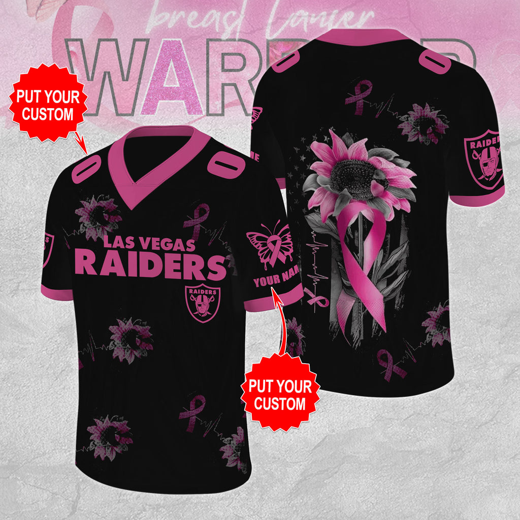 Personalized Las Vegas Raiders x Breast Cancer Awareness 3D Football Jersey – MAITM12851