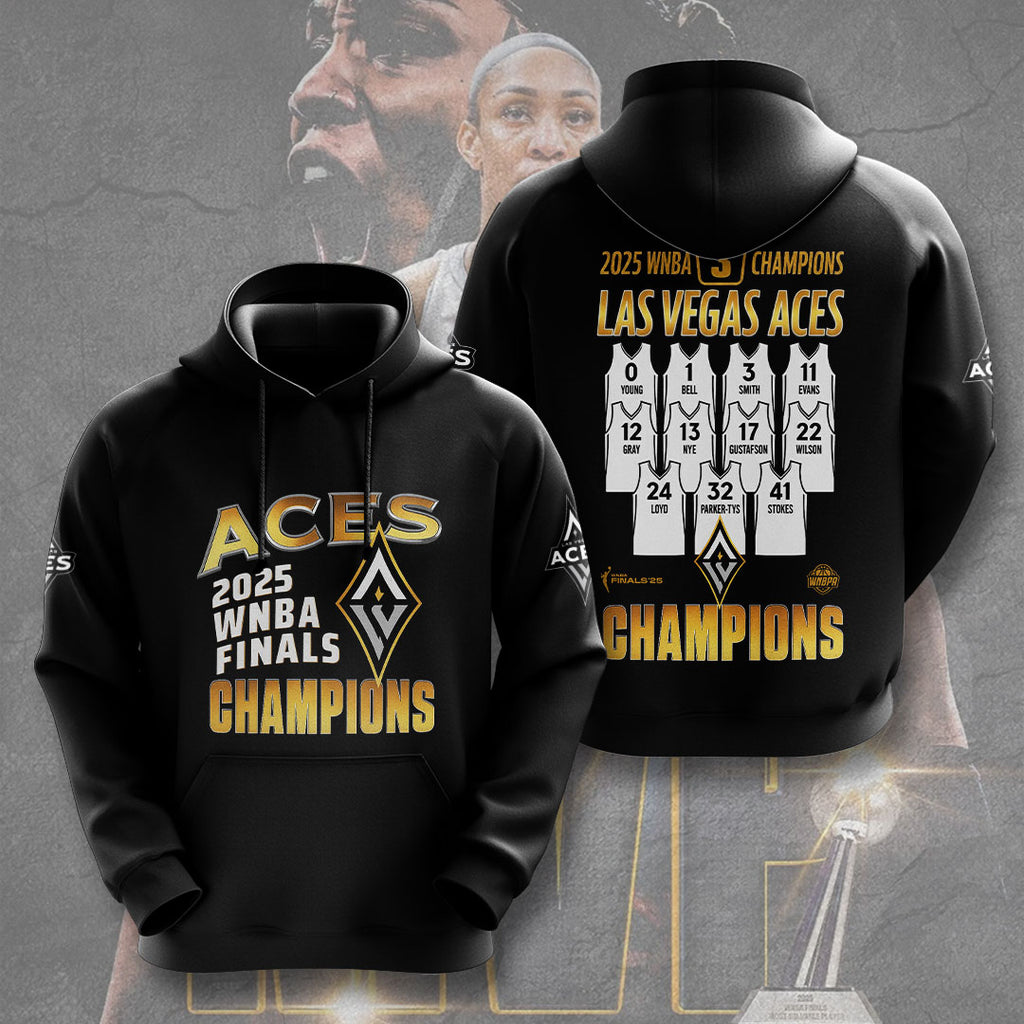 Las Vegas Aces WNBA 2025 Champions 3D Apparel – TMTHU1423