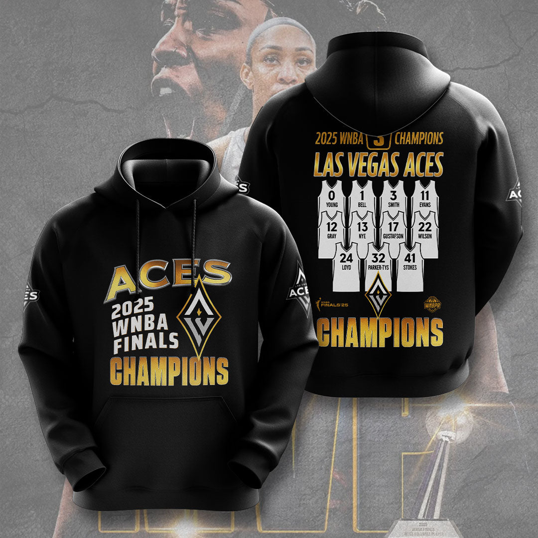 Las Vegas Aces WNBA 2025 Champions 3D Apparel – TMTHU1423