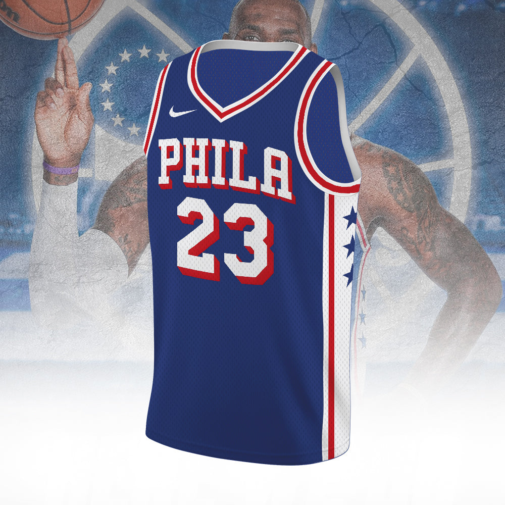 LeBron James x Philadelphia 76ers V-Neck Basketball Jersey – TANTN24498