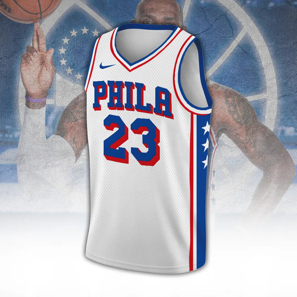 LeBron James x Philadelphia 76ers V-Neck Basketball Jersey – TANTN24499