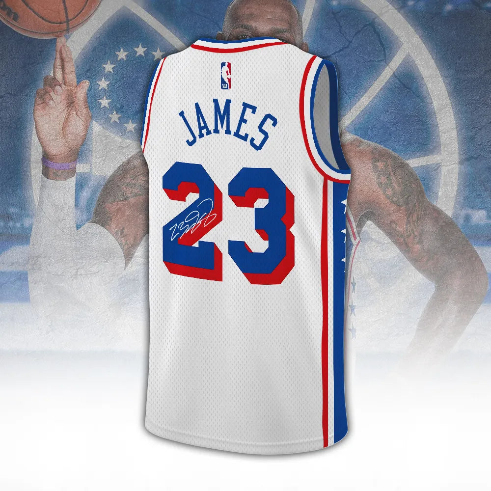 LeBron James x Philadelphia 76ers V-Neck Basketball Jersey – TANTN24499