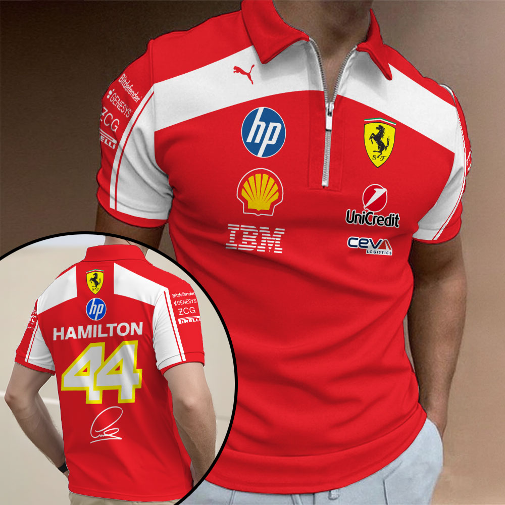 Lewis Hamilton x Scuderia Ferrari Zip Polo Shirt – MAITM14770