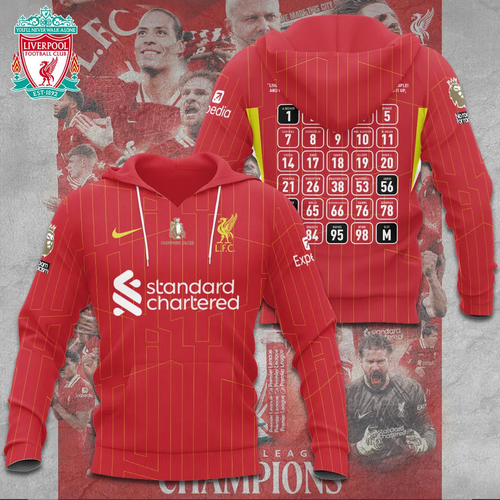 Liverpool FC 2024/25 Premier League Champions 3D Apparel – TANTN 12446