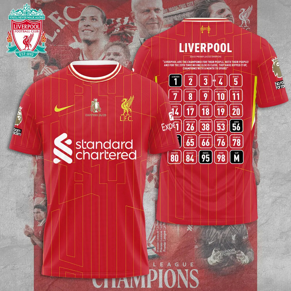 Liverpool FC 2024/25 Premier League Champions 3D Apparel – TANTN 12446