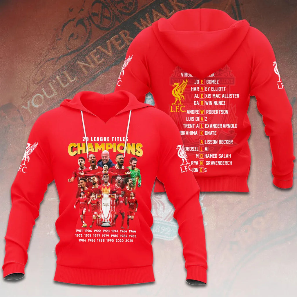 Liverpool FC 2024/25 Premier League Champions 3D Apparel – HOATT 10107