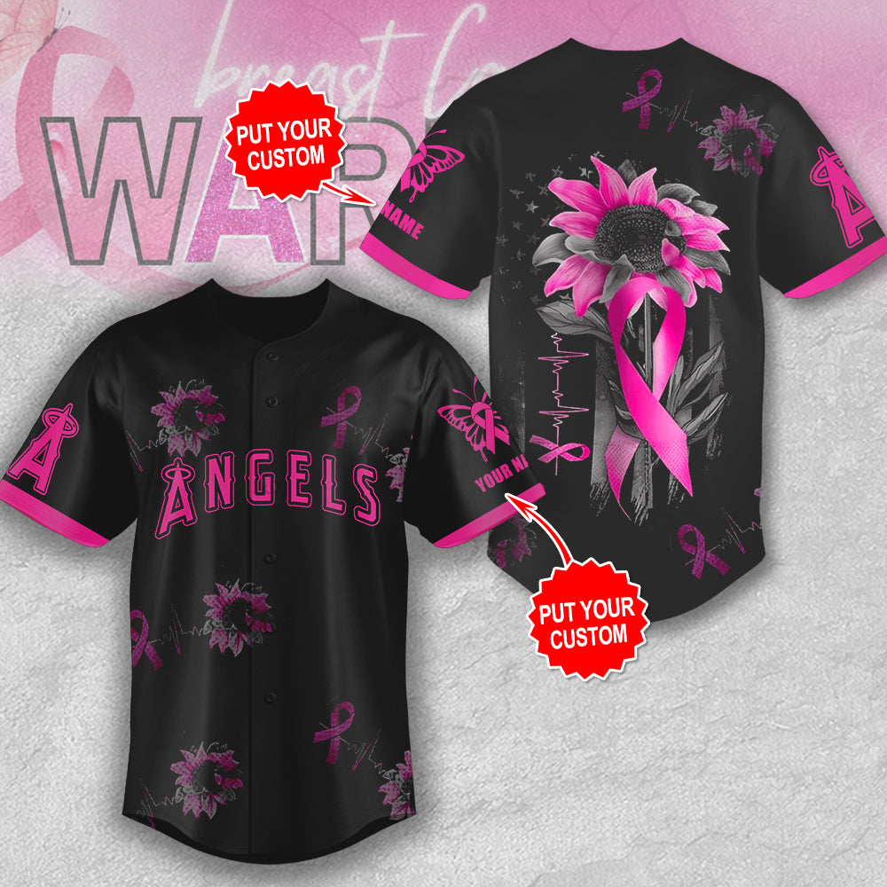 Personalized Los Angeles Angels x Breast Cancer Awareness Baseball Jersey – MAITM12925