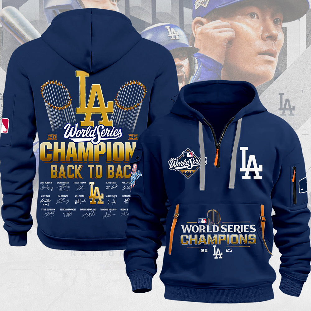 Los Angeles Dodgers 2025 World Series Champions 2D Quarter Zip Hoodie – MAITM13720